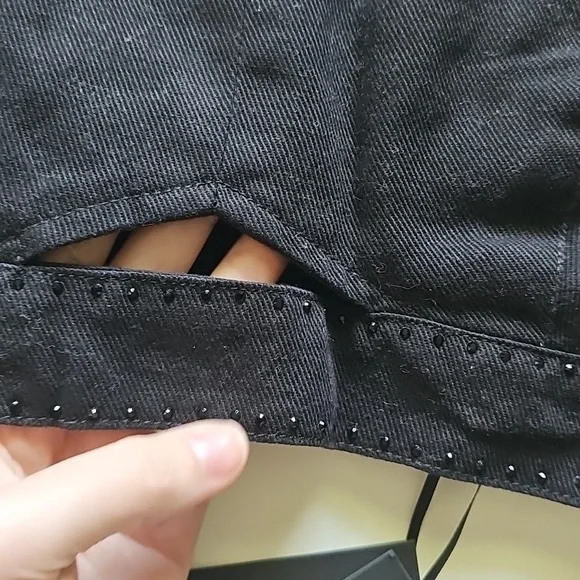 NWT House Of Harlow Black Denim Women's Crop Top - Picture 5 of 6